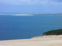 Vstup do Arcachonského zálivu s poloostrovem Cap Ferret, pohled z duny Pilat